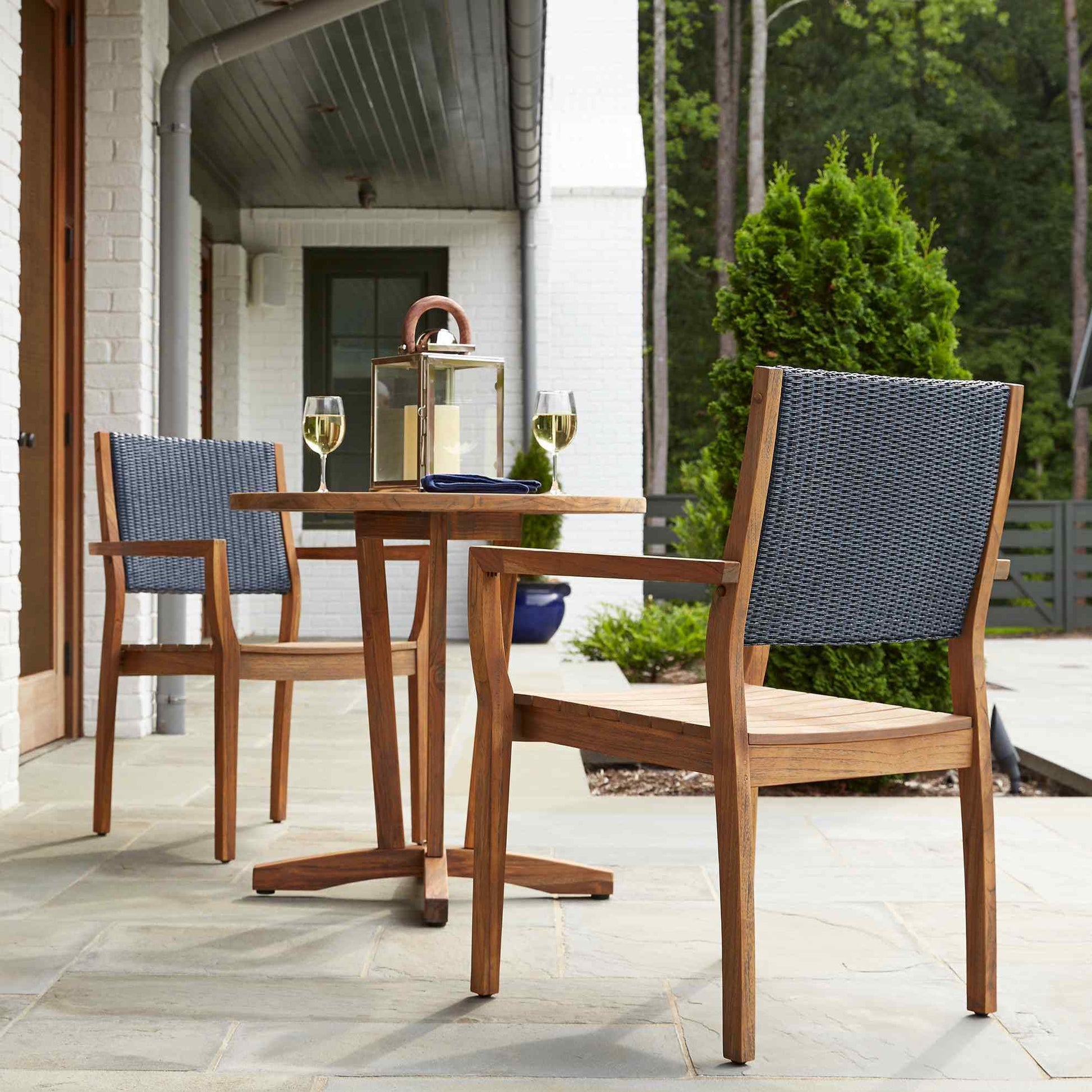 Teak Round Outdoor Bistro Table-Outdoor Dining Tables-Lloyd Flanders-LOOMLAN