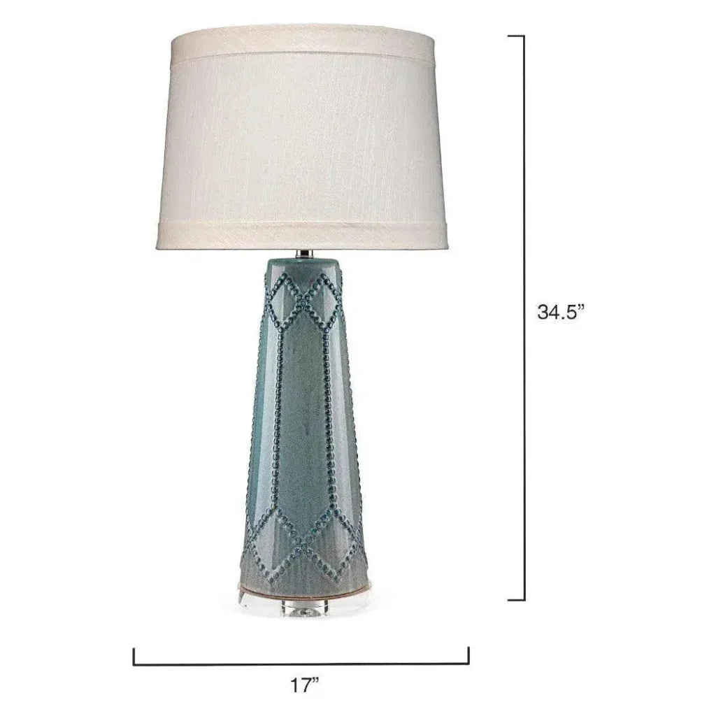 Teal Ceramic Hobnail Table Lamp - LOOMLAN - Jamie Young - Table Lamps