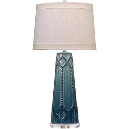 Teal Ceramic Hobnail Table Lamp - LOOMLAN - Jamie Young - Table Lamps