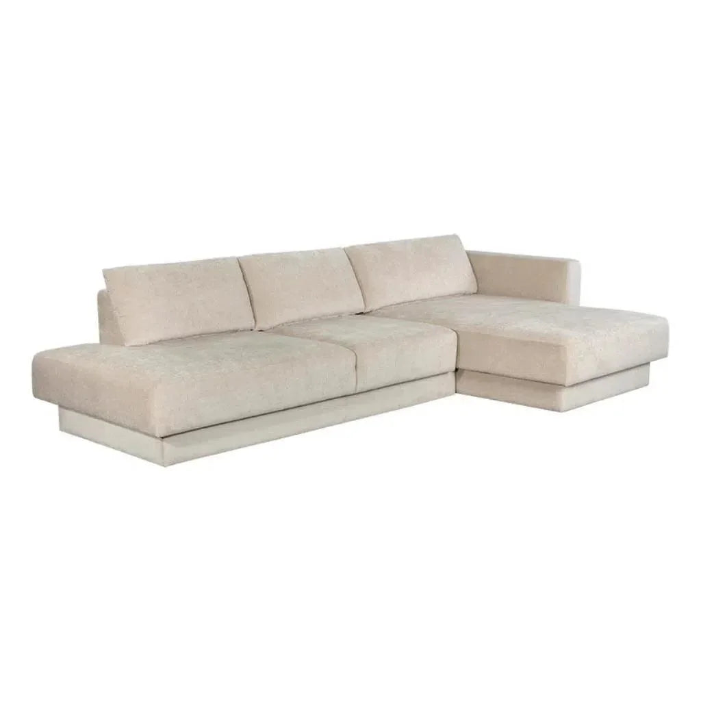 Tecoma Fabric Sofa Chaise-Modular Sofas-SUNPAN-Danny Cream-Right Facing-LOOMLAN