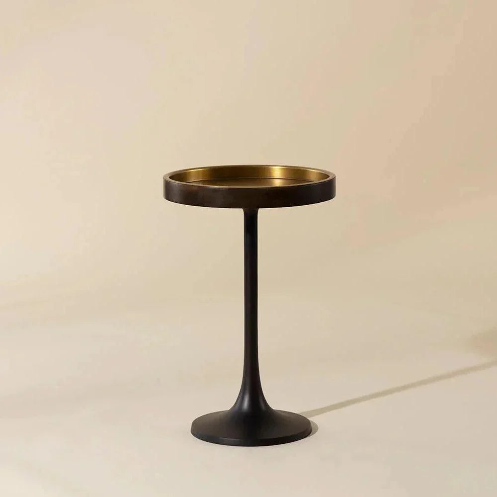 Tekoa End Table: Antique Brass & Wood Finish - LOOMLAN - SUNPAN - Side Tables