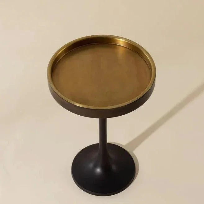 Tekoa End Table: Antique Brass & Wood Finish - LOOMLAN - SUNPAN - Side Tables