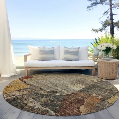Tektar Brown Washable Indoor - Outdoor Rug - LOOMLAN - LOOMLAN Rugs - Outdoor Rugs