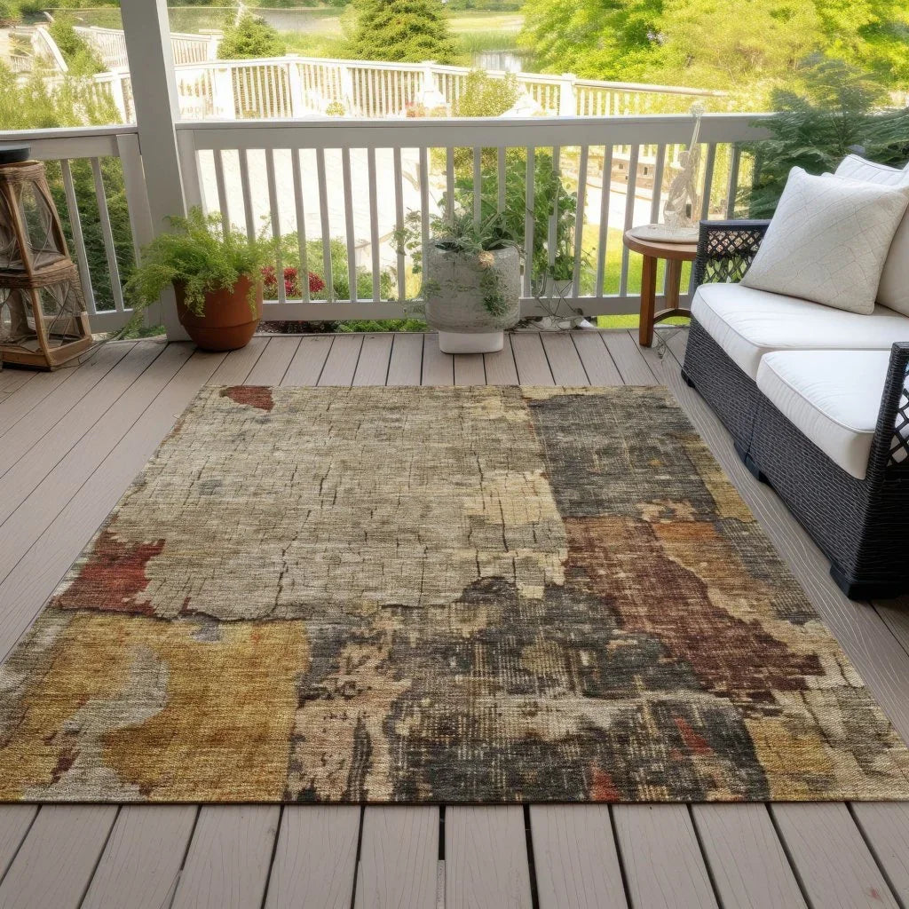 Tektar Brown Washable Indoor - Outdoor Rug - LOOMLAN - LOOMLAN Rugs - Outdoor Rugs