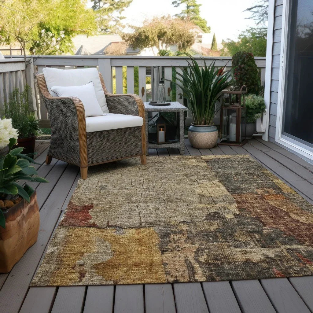 Tektar Brown Washable Indoor - Outdoor Rug - LOOMLAN - LOOMLAN Rugs - Outdoor Rugs