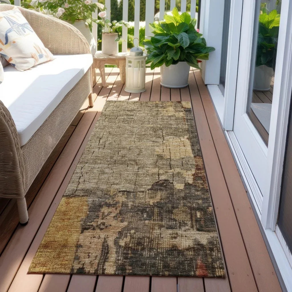 Tektar Brown Washable Indoor - Outdoor Rug - LOOMLAN - LOOMLAN Rugs - Outdoor Rugs