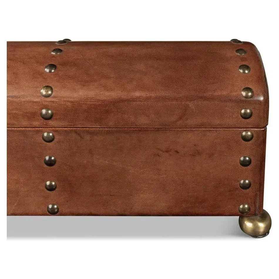 Telescope Leather Decorative Box With Tacks - LOOMLAN - Sarreid - Boxes & Bowls