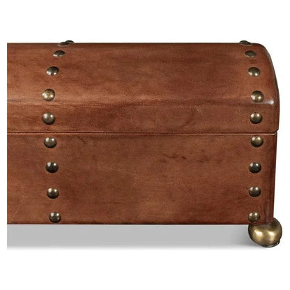 Telescope Leather Decorative Box With Tacks - LOOMLAN - Sarreid - Boxes & Bowls