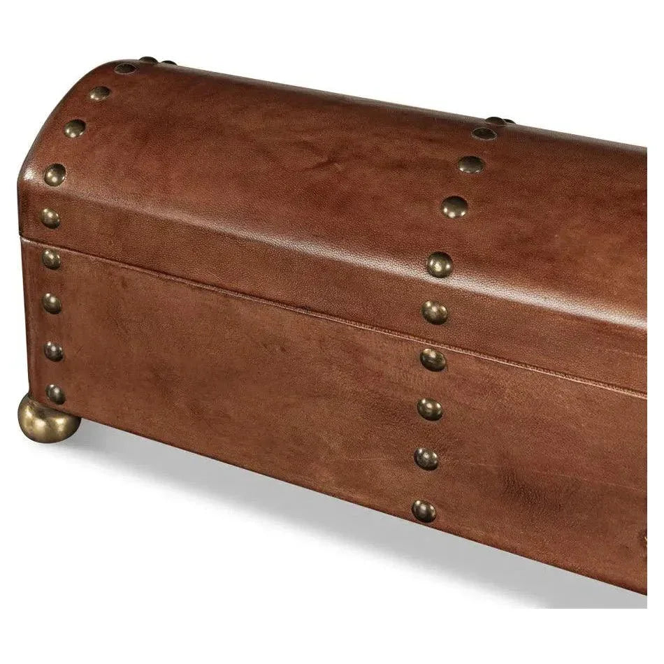Telescope Leather Decorative Box With Tacks - LOOMLAN - Sarreid - Boxes & Bowls