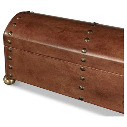 Telescope Leather Decorative Box With Tacks - LOOMLAN - Sarreid - Boxes & Bowls