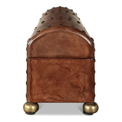 Telescope Leather Decorative Box With Tacks - LOOMLAN - Sarreid - Boxes & Bowls