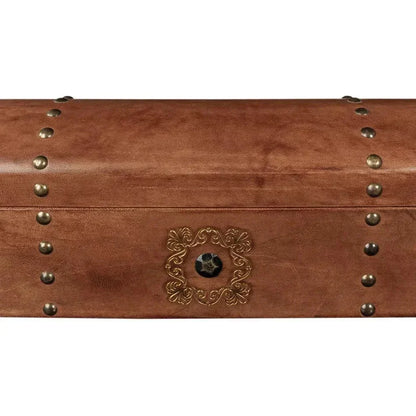 Telescope Leather Decorative Box With Tacks - LOOMLAN - Sarreid - Boxes & Bowls