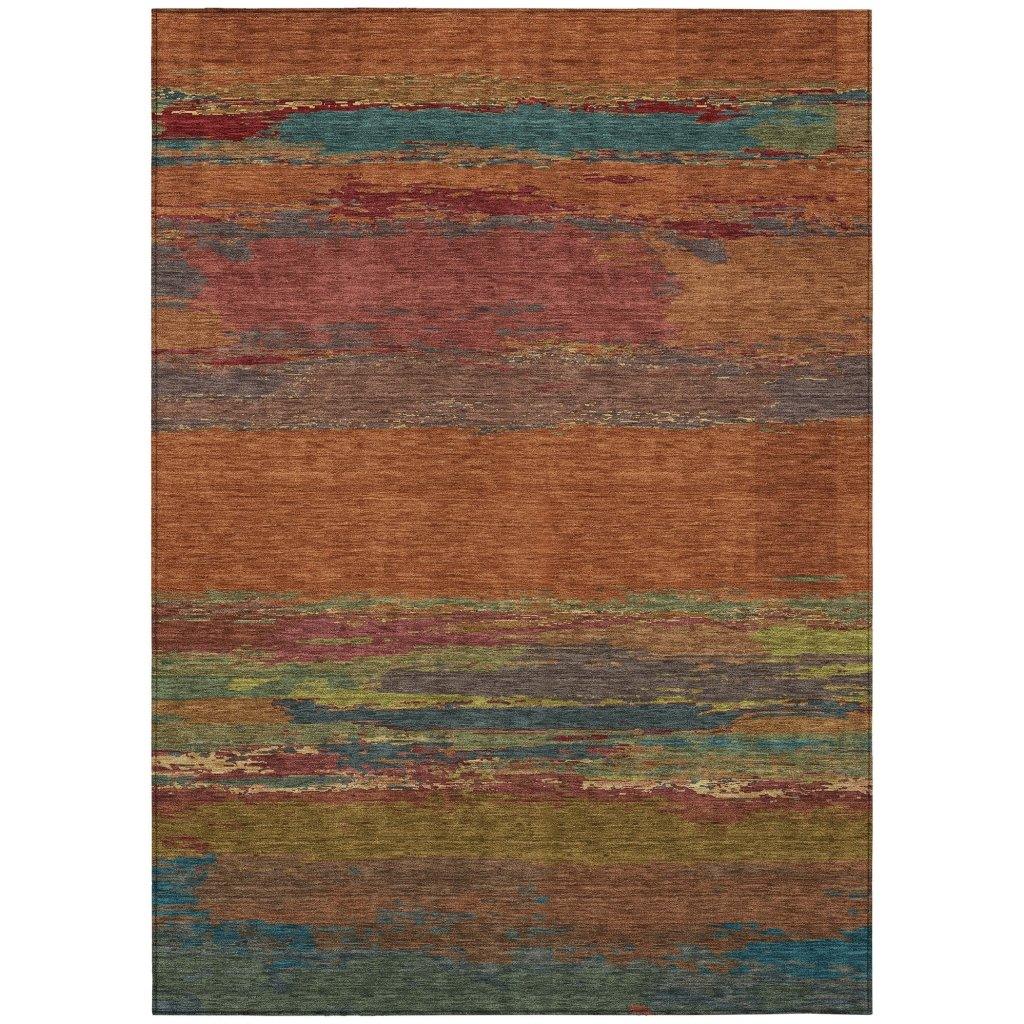 Temira Orange Washable Indoor - Outdoor Rug - LOOMLAN - LOOMLAN Rugs - Outdoor Rugs