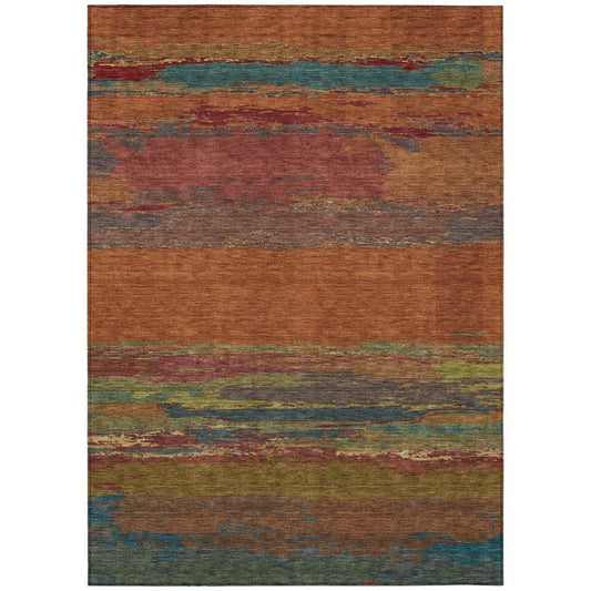 Temira Orange Washable Indoor - Outdoor Rug - LOOMLAN - LOOMLAN Rugs - Outdoor Rugs