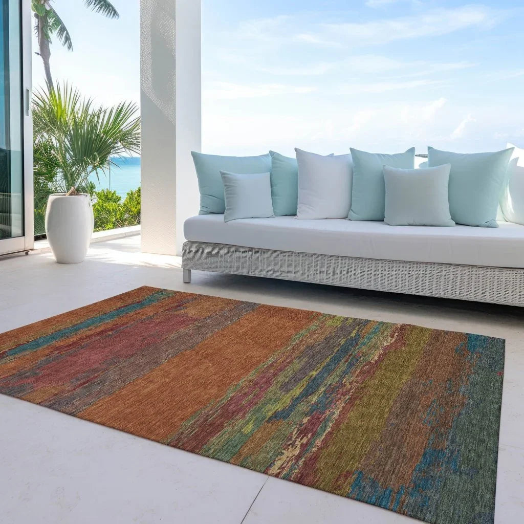 Temira Orange Washable Indoor - Outdoor Rug - LOOMLAN - LOOMLAN Rugs - Outdoor Rugs