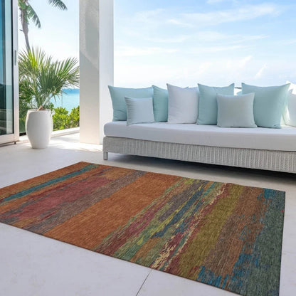 Temira Orange Washable Indoor - Outdoor Rug - LOOMLAN - LOOMLAN Rugs - Outdoor Rugs
