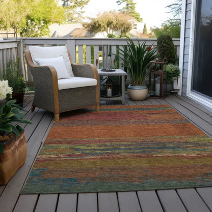 Temira Orange Washable Indoor - Outdoor Rug - LOOMLAN - LOOMLAN Rugs - Outdoor Rugs