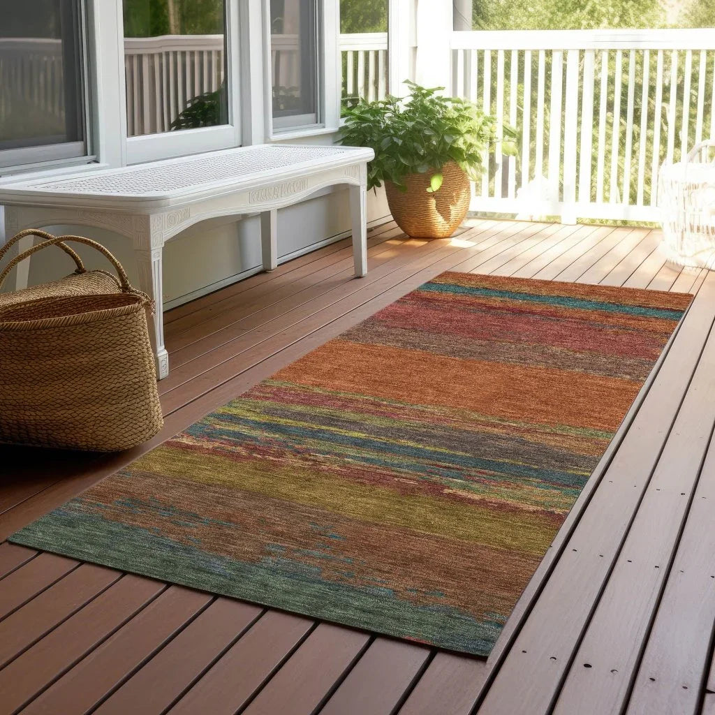 Temira Orange Washable Indoor - Outdoor Rug - LOOMLAN - LOOMLAN Rugs - Outdoor Rugs