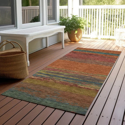 Temira Orange Washable Indoor - Outdoor Rug - LOOMLAN - LOOMLAN Rugs - Outdoor Rugs
