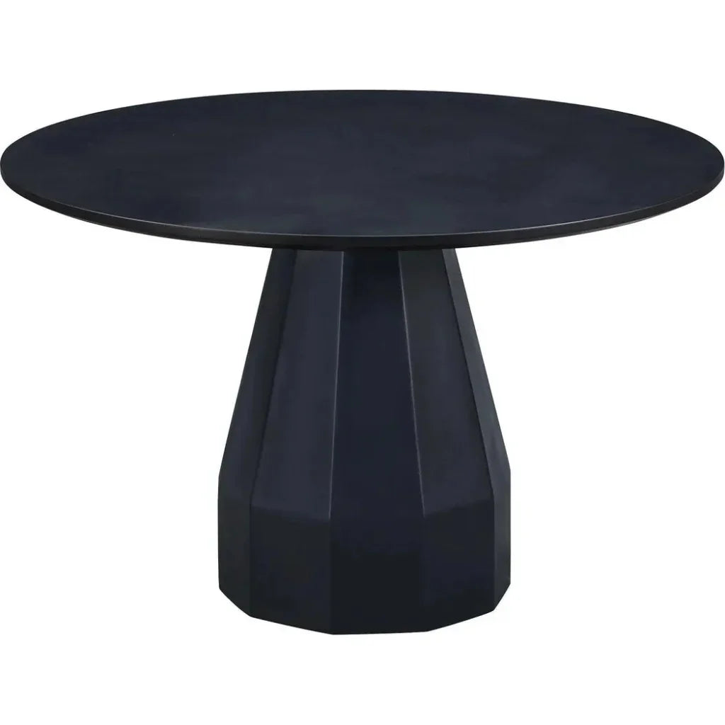 Templo Concrete & Black Outdoor Round Dining Table-Outdoor Dining Tables-Moe's Home-LOOMLAN