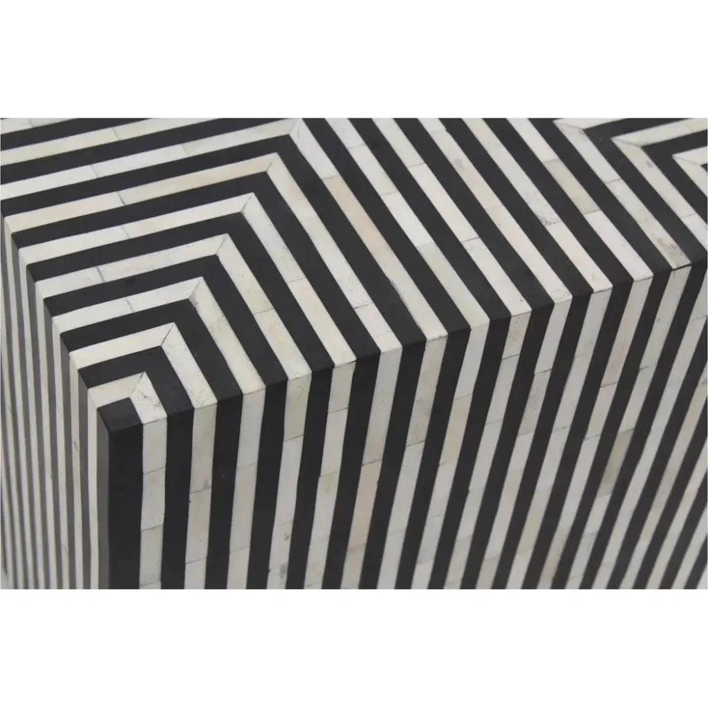 Terning Art Deco Bone Veneer Resin Accent Small Table - LOOMLAN - Moe's Home - Side Tables