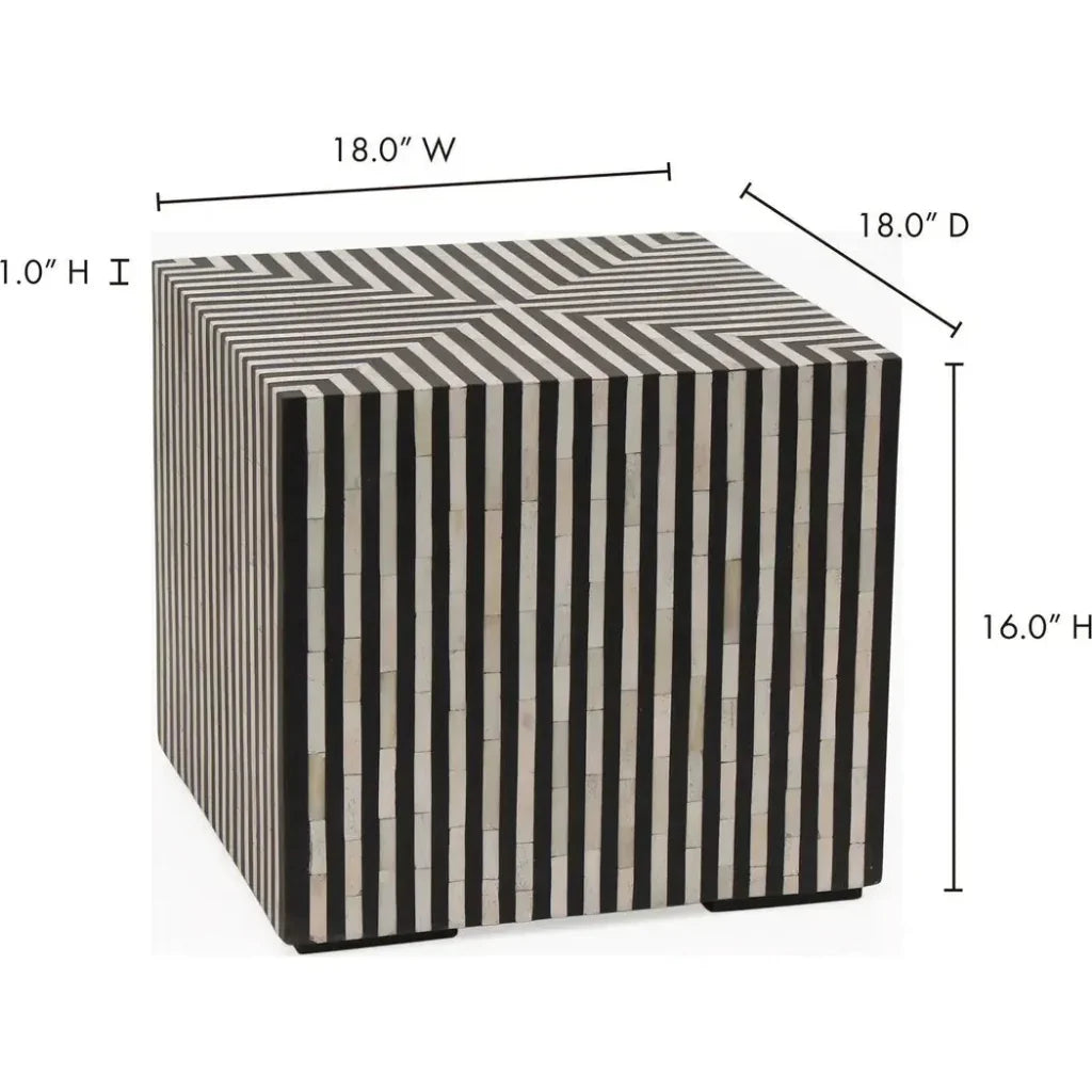 Terning Art Deco Bone Veneer Resin Accent Small Table - LOOMLAN - Moe's Home - Side Tables