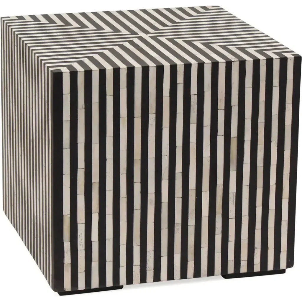 Terning Art Deco Bone Veneer Resin Accent Small Table - LOOMLAN - Moe's Home - Side Tables