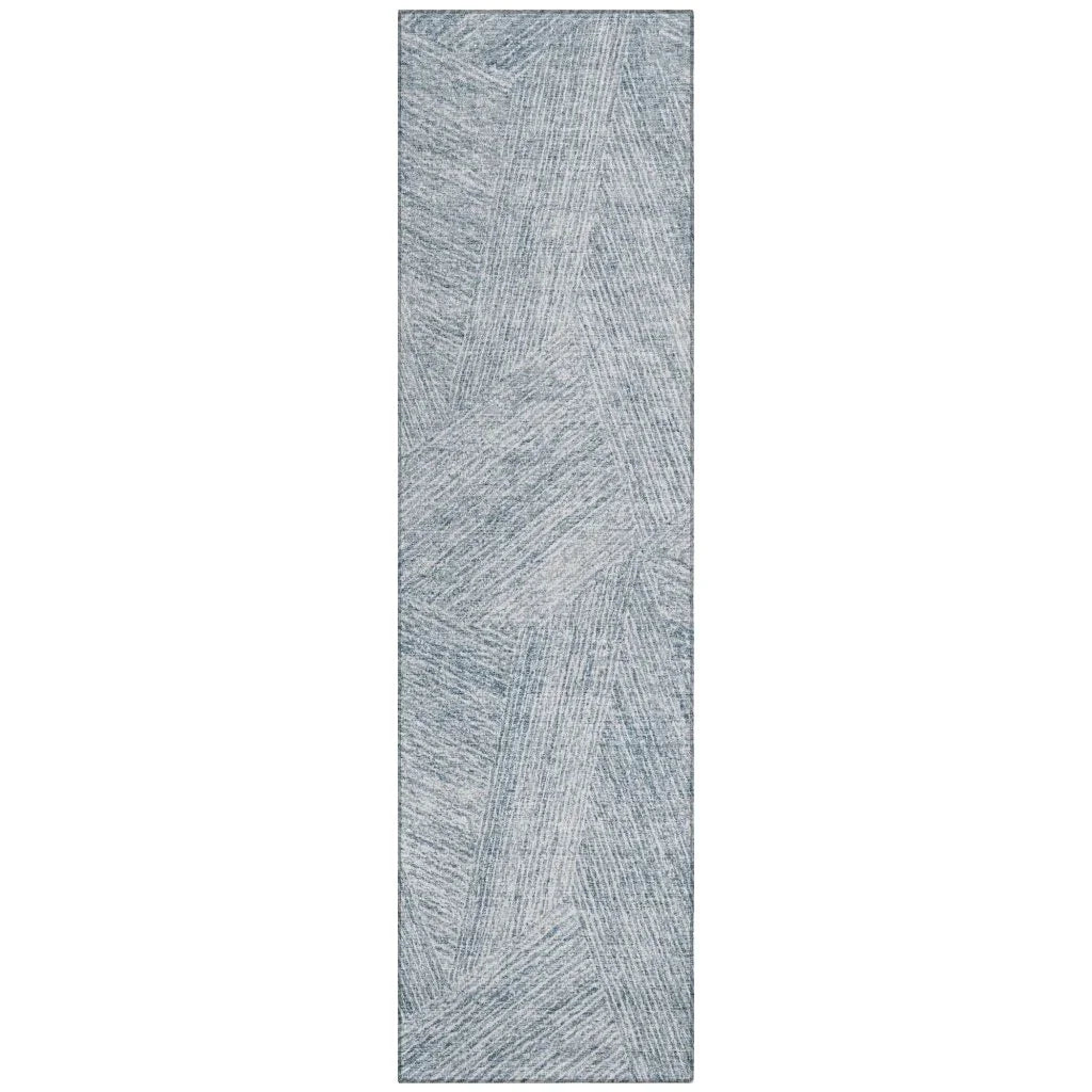 Terra Blue Washable Indoor-Outdoor Rug-Outdoor Rugs-LOOMLAN Rugs-2'3" x 7'6"-LOOMLAN