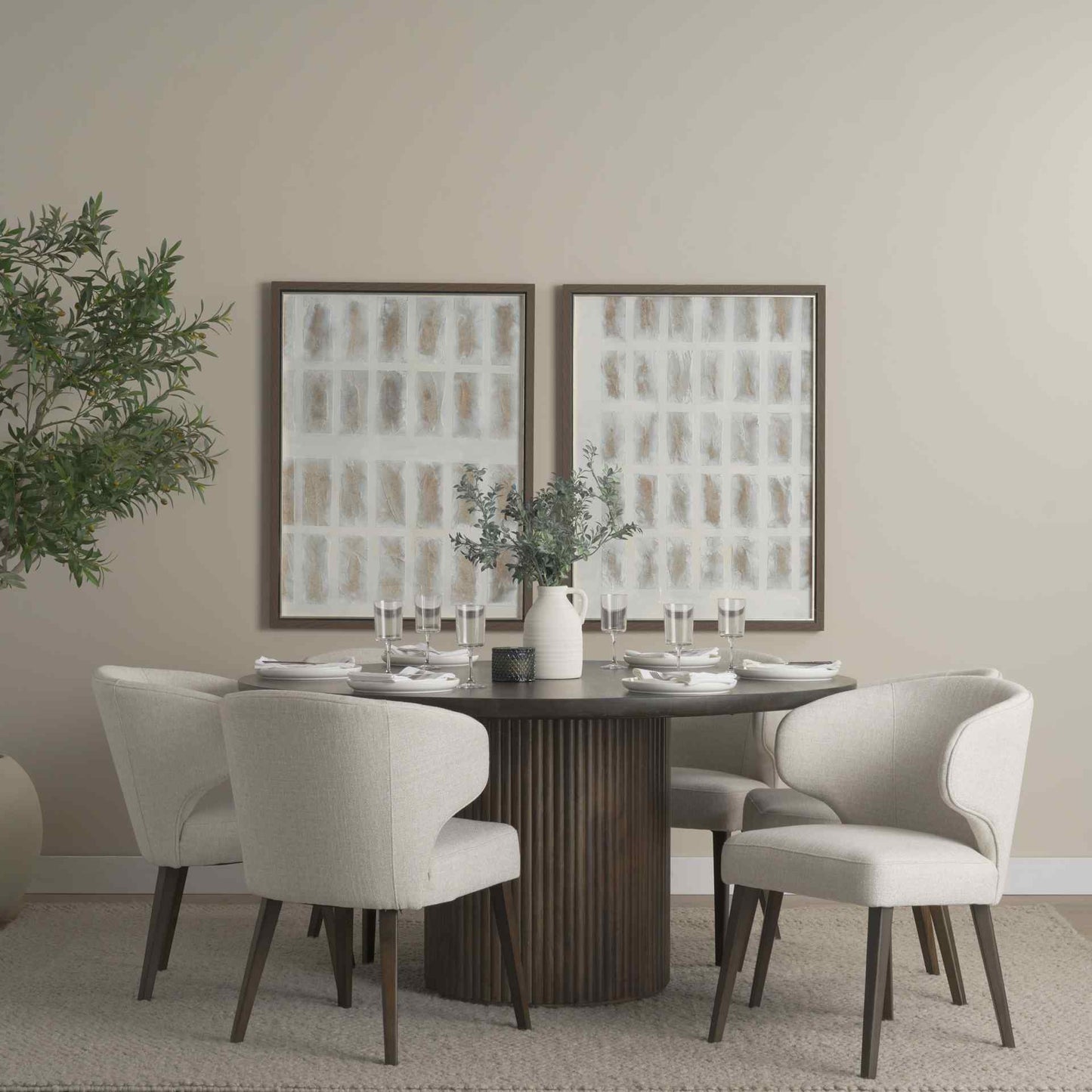 Terra Fluted Round Dining Table Set