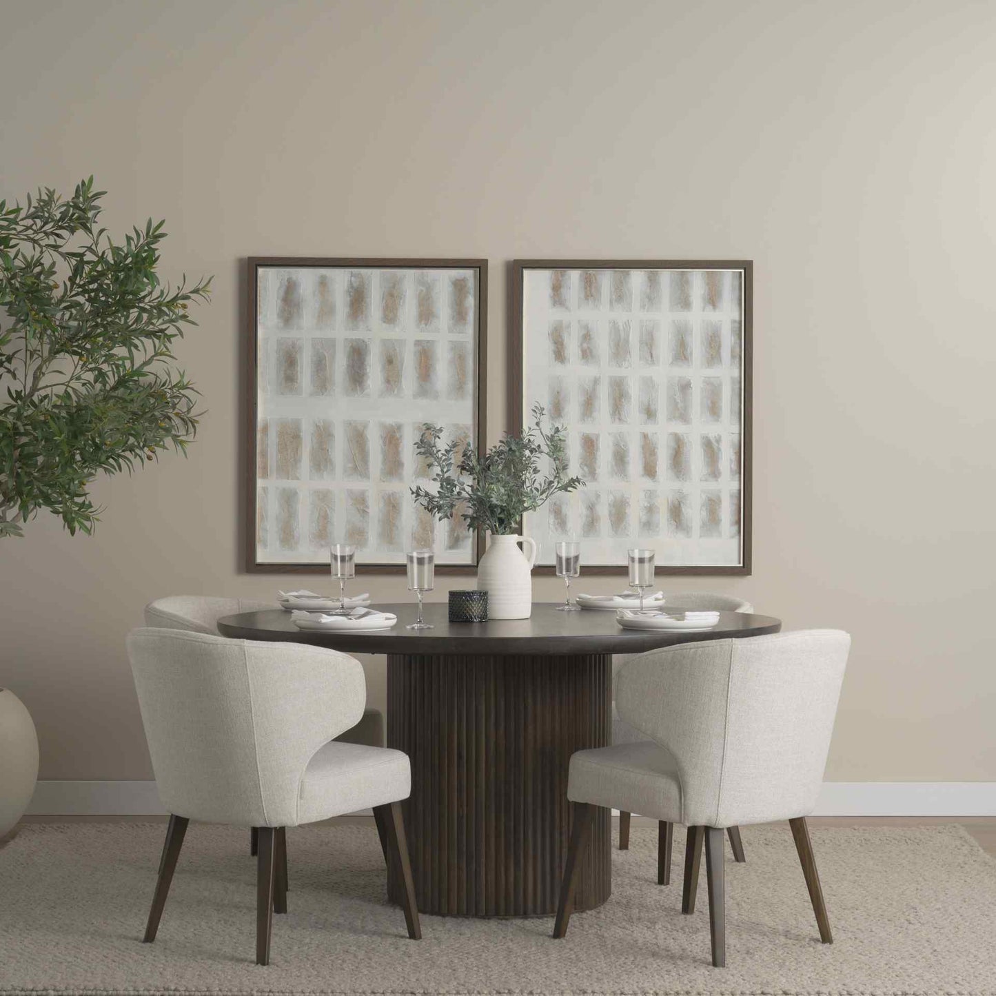 Terra Fluted Wooden Dining Table Set