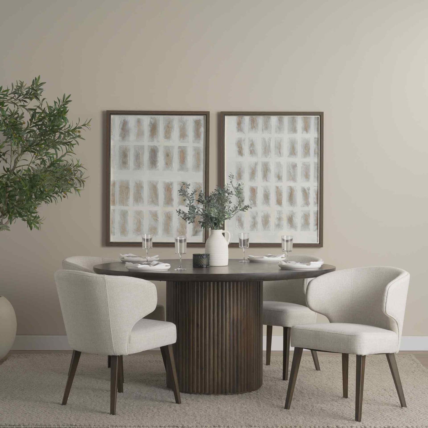 Terra Fluted Wooden Dining Table Set