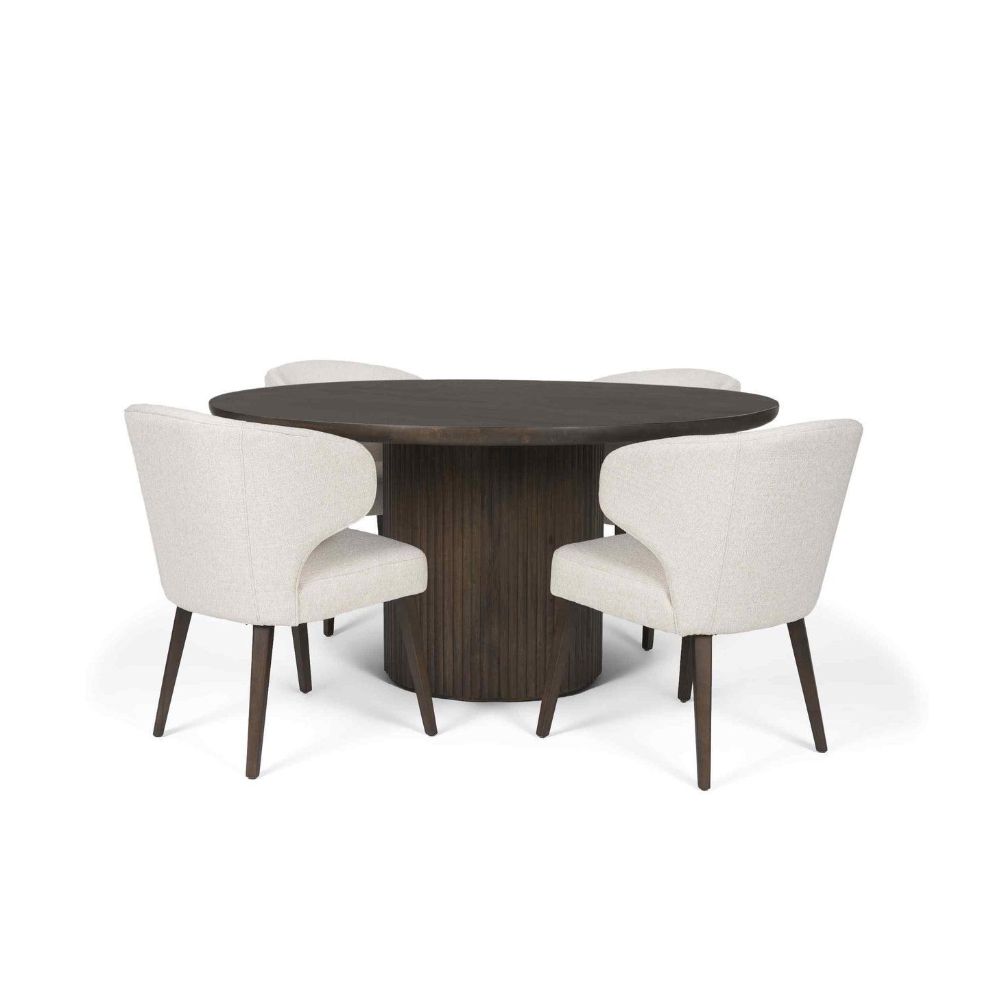 Terra Fluted Wooden Dining Table Set