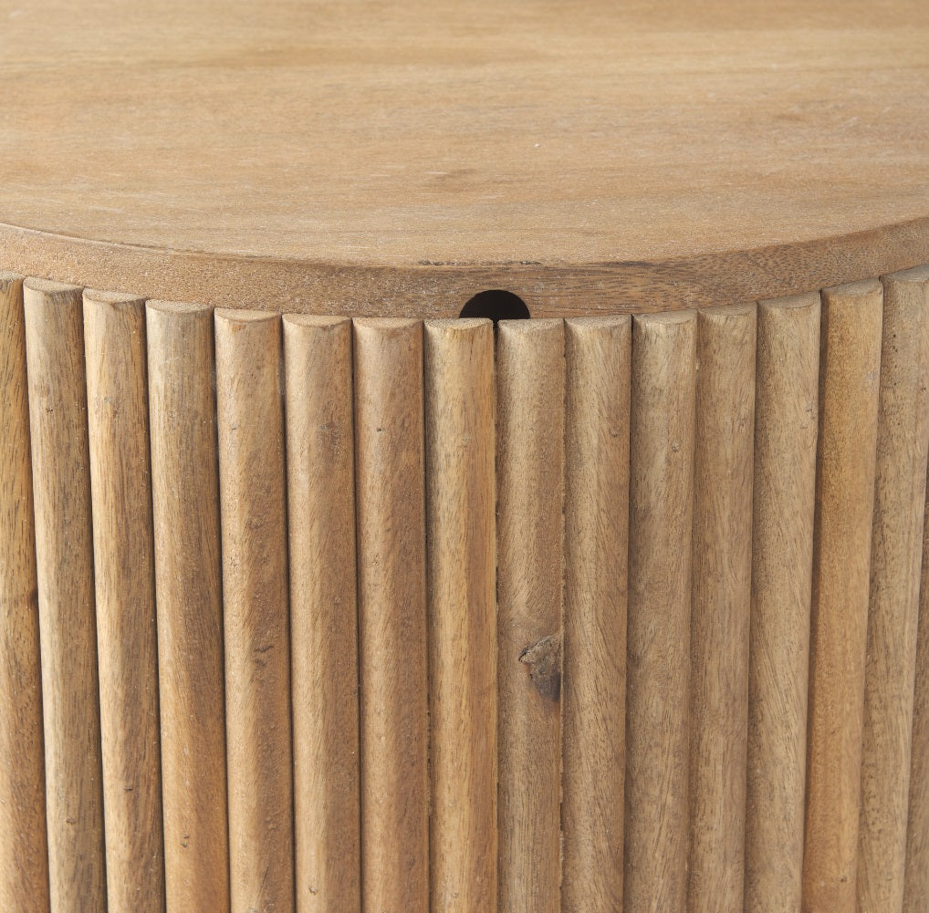Terra Fluted Wooden Side Table