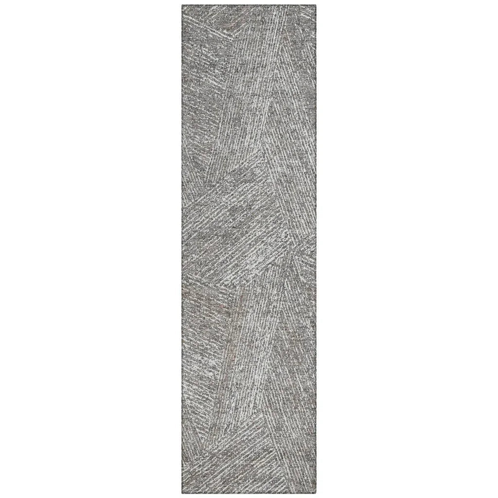 Terra Gray Washable Indoor-Outdoor Rug-Outdoor Rugs-LOOMLAN Rugs-2'3" x 7'6"-LOOMLAN
