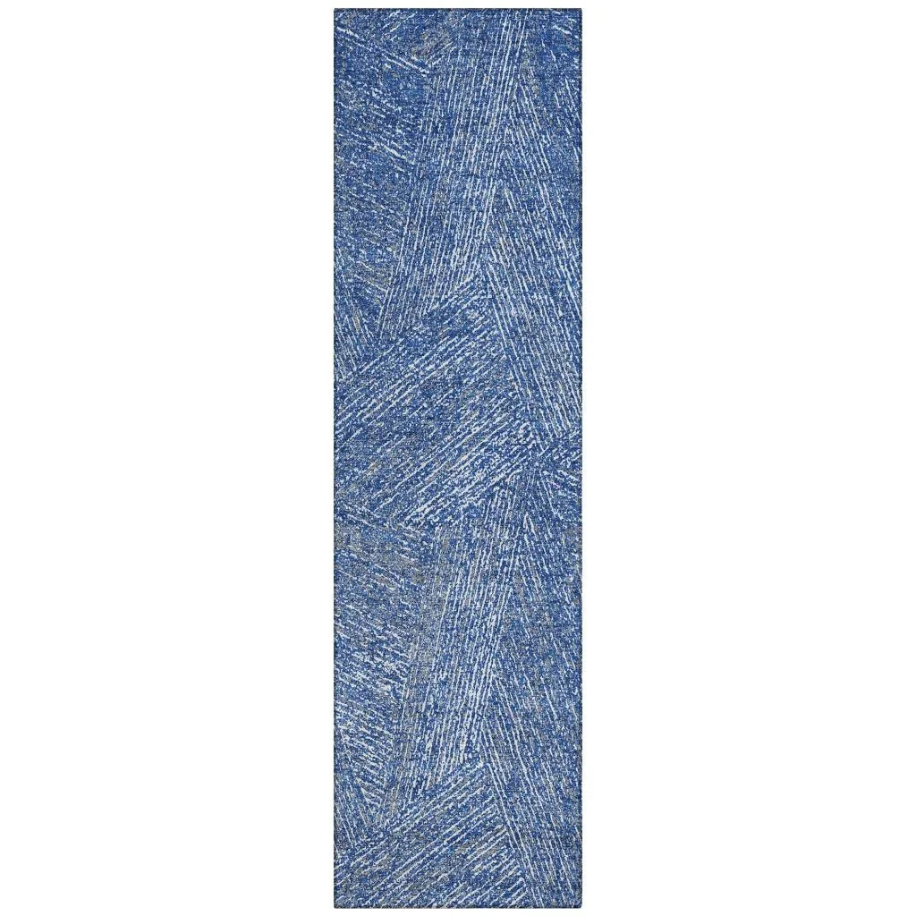 Terra Navy Washable Indoor-Outdoor Rug-Outdoor Rugs-LOOMLAN Rugs-2'3" x 7'6"-LOOMLAN