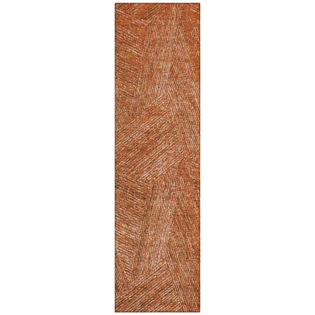 Terra Orange Washable Indoor-Outdoor Rug-Outdoor Rugs-LOOMLAN Rugs-2'3" x 7'6"-LOOMLAN