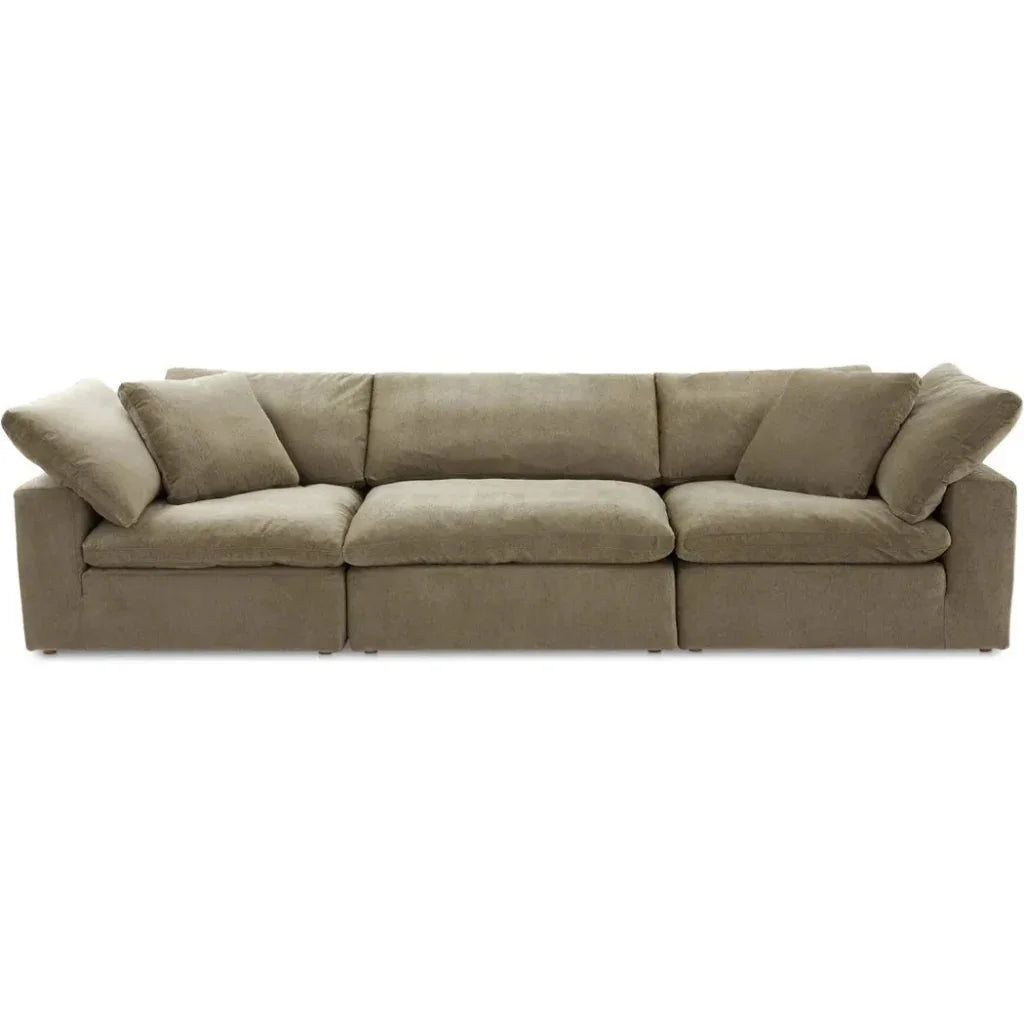 Terra Performance Fabric and Wood Green Modular Sofa-Modular Sofas-Moe's Home-LOOMLAN