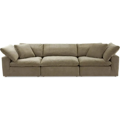 Terra Performance Fabric and Wood Green Modular Sofa-Modular Sofas-Moe's Home-LOOMLAN