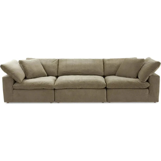 Terra Performance Fabric and Wood Green Modular Sofa-Modular Sofas-Moe's Home-LOOMLAN