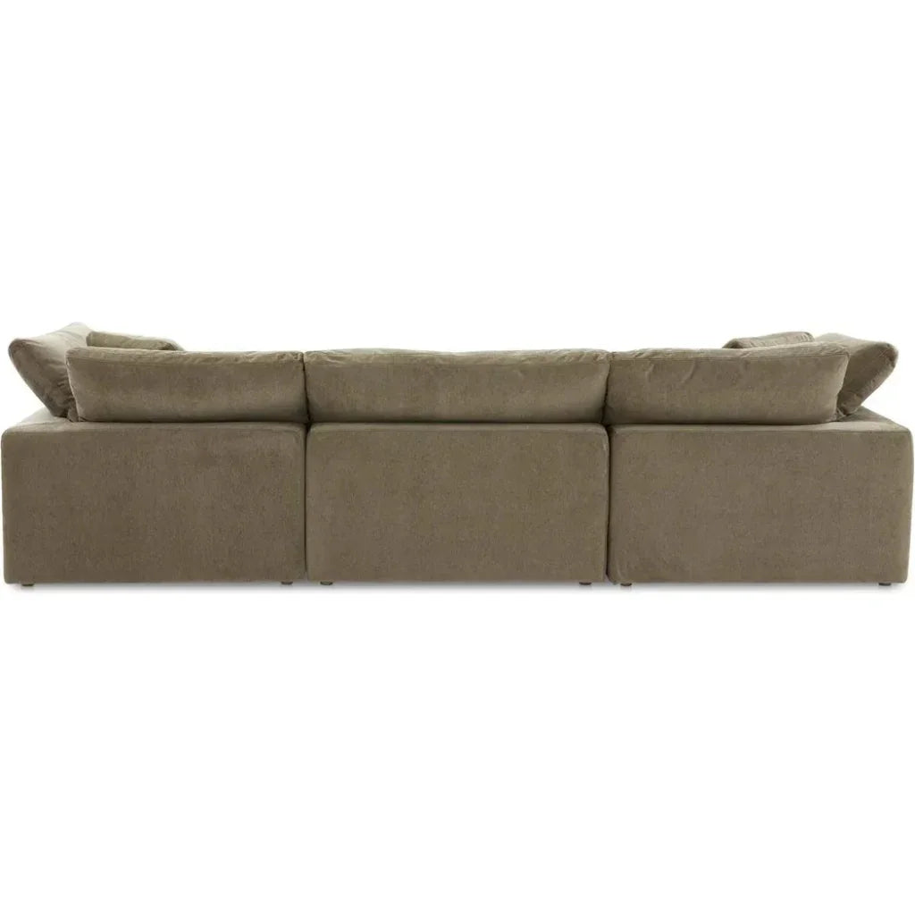 Terra Performance Fabric and Wood Green Modular Sofa-Modular Sofas-Moe's Home-LOOMLAN