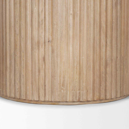 Terra Wood Fluted Round Dining Table-Dining Tables-Mercana-LOOMLAN