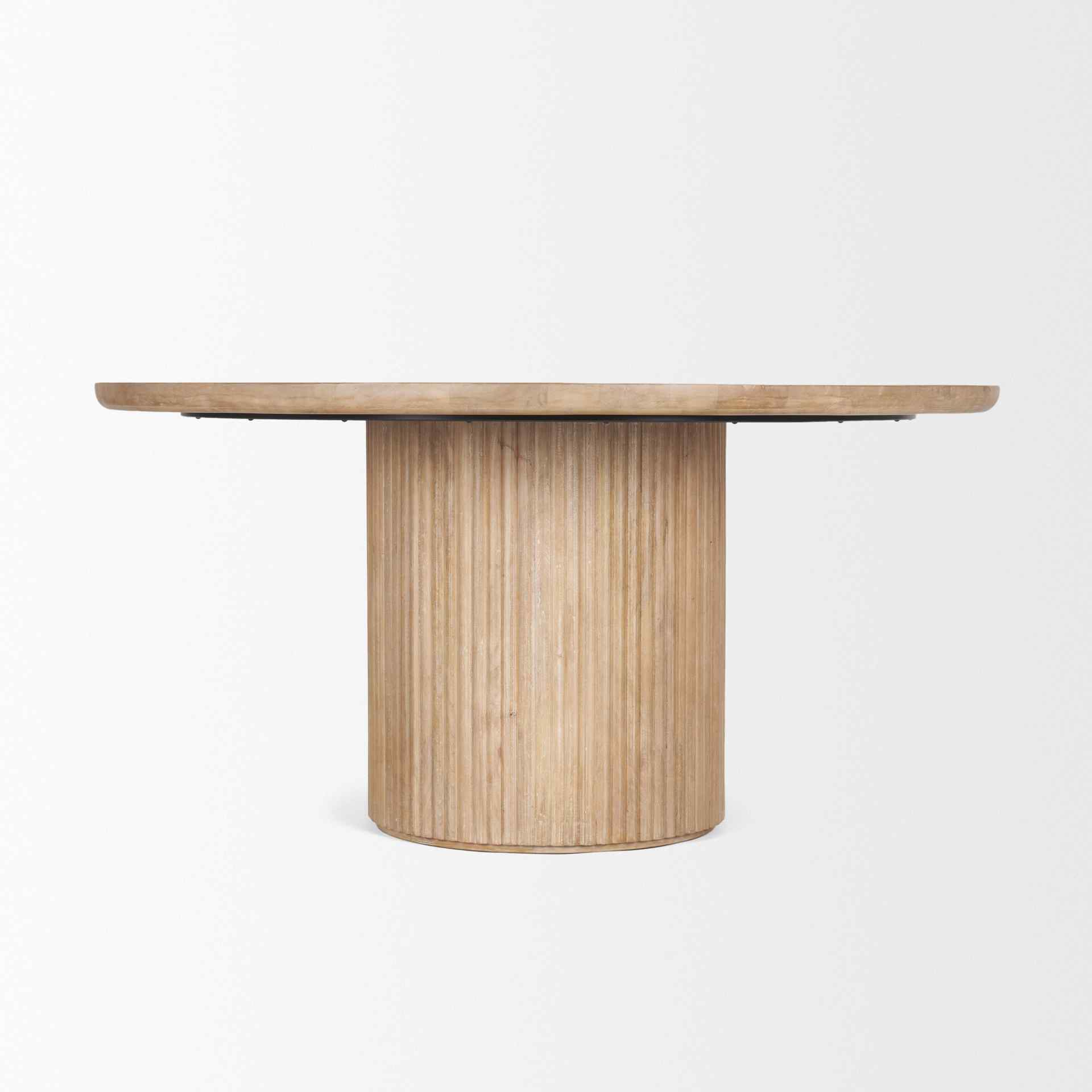 Terra Wood Fluted Round Dining Table-Dining Tables-Mercana-LOOMLAN