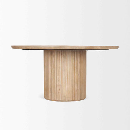 Terra Wood Fluted Round Dining Table-Dining Tables-Mercana-LOOMLAN