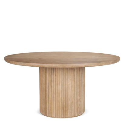 Terra Wood Fluted Round Dining Table-Dining Tables-Mercana-Light Brown-LOOMLAN
