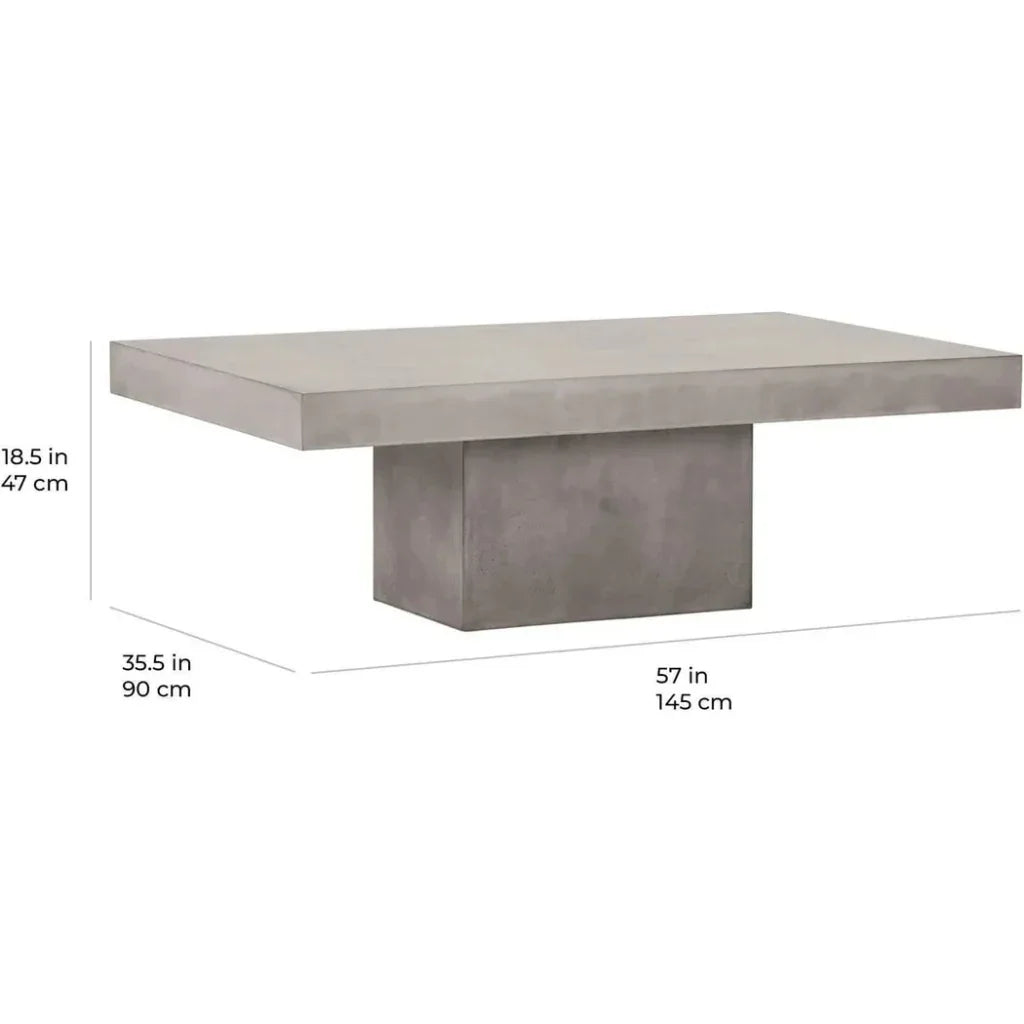 Terrace Concrete Slate Gray Outdoor Coffee Table-Outdoor Coffee Tables-Seasonal Living-LOOMLAN