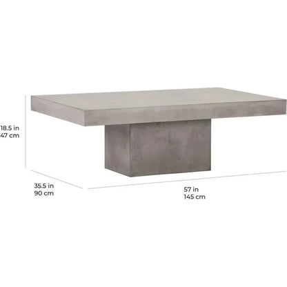 Terrace Concrete White Outdoor Coffee Table-Outdoor Coffee Tables-Seasonal Living-LOOMLAN