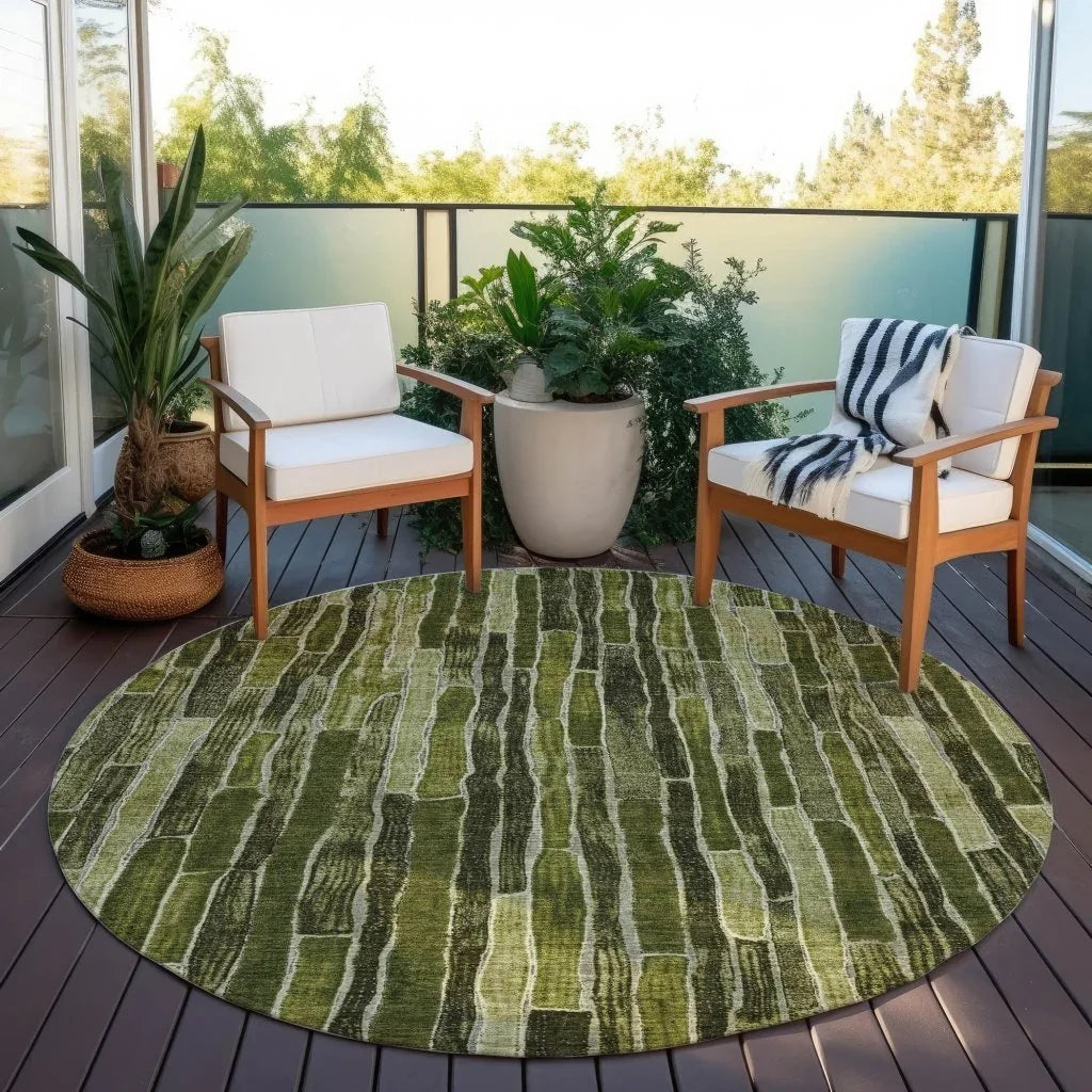 Terrona Green Washable Indoor - Outdoor Rug - LOOMLAN - LOOMLAN Rugs - Outdoor Rugs