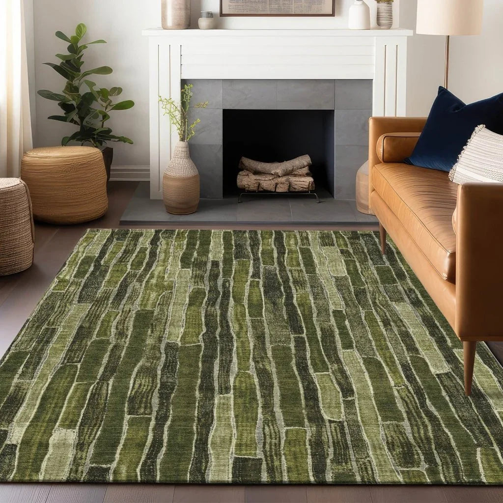 Terrona Green Washable Indoor - Outdoor Rug - LOOMLAN - LOOMLAN Rugs - Outdoor Rugs