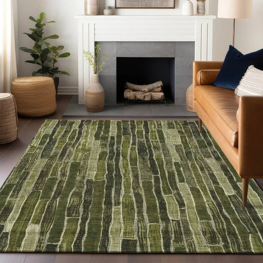 Terrona Green Washable Indoor - Outdoor Rug - LOOMLAN - LOOMLAN Rugs - Outdoor Rugs