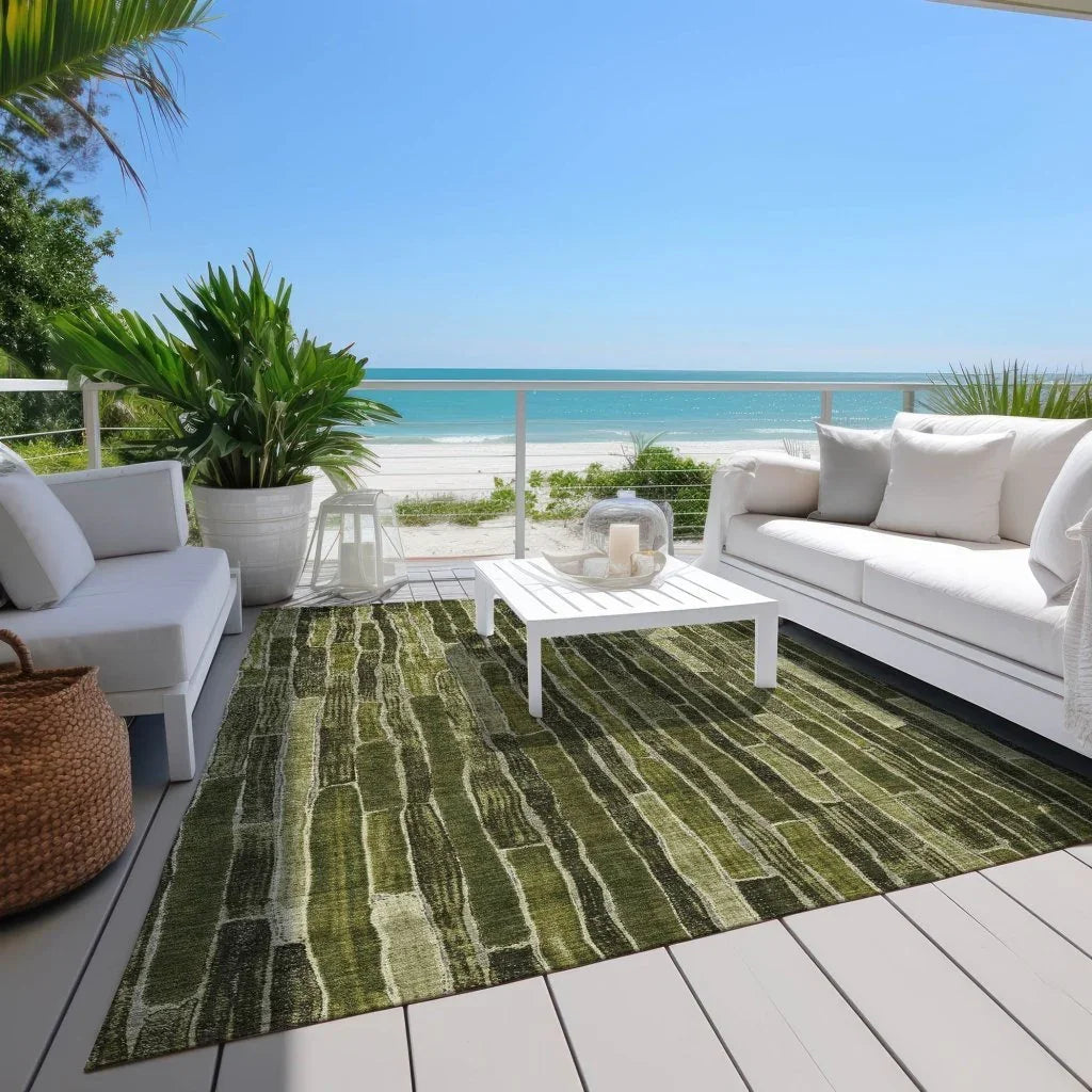 Terrona Green Washable Indoor - Outdoor Rug - LOOMLAN - LOOMLAN Rugs - Outdoor Rugs